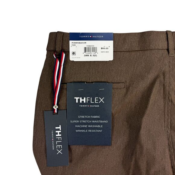Tommy Hilfiger Mens TH Flex Finn Modern Fit Twill Pants Tobacco Brown 38x32 - Picture 2 of 4